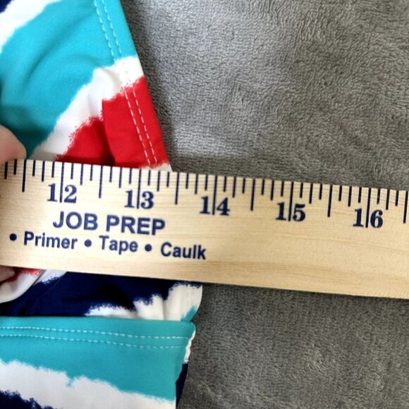 CATALINA Red White Blue Aqua Striped Tankini Swimsuit Halter Top MEDIUM - Picture 2 of 5